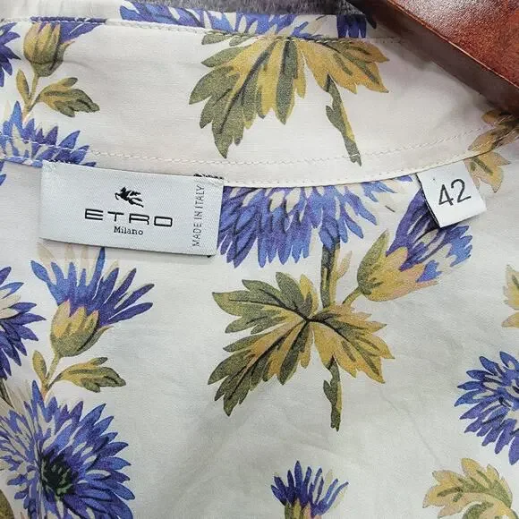 ETRO MILANO FLORAL COTTON BLEND SHIRT, SIZE 42 - Picture 7 of 8